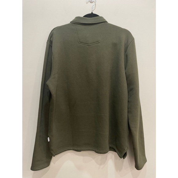 Peter Werth Long Sleeve Polo Collared Fleece Sweatshirt Military Green Medium - Picture 7 of 13